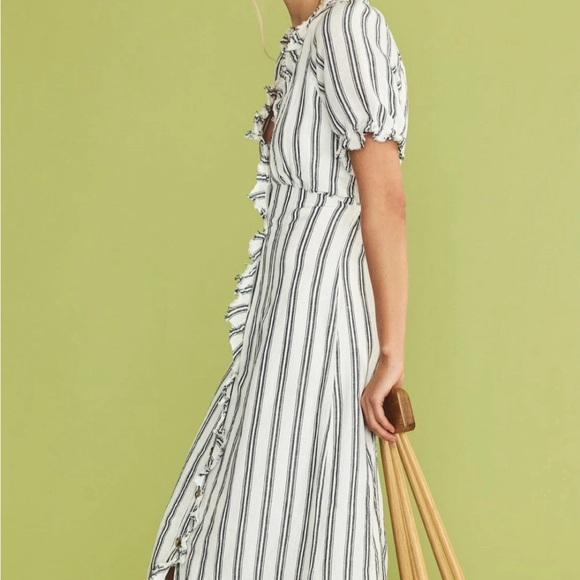 Anthropologie Pilcro Ruffle-Collar Button down Dress, Color: Blue, Size: 10 - Picture 5 of 6